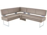 Eckbank K+W KOMFORT & WOHNEN, grau (smoke 86), B:158cm H:89cm T:199cm, Sitzbänke, Eckbank, langer Schenkel links oder rechts, mit dekorativen Distanzhalter