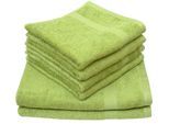 Handtuch Set DYCKHOFF "Planet", grün, 6 Stk., Frottier, Frottier, Obermaterial: 100% Baumwolle, Handtuch-Sets, Handtuch Set, 4 Handtücher (50x100cm), 2 Duschtücher (70x140cm)