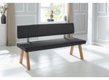 Bank OTTO HOME "Mobilar Rio", schwarz, B:160cm H:89cm T:53cm, Polyester, Sitzbänke, Bank, mit Rückenlehne und aus Massivholz