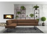 Eckbank EXXPO - SOFA FASHION "Americano", braun (cognac), B:249cm H:83cm T:157cm, Sitzbänke, Eckbank, mit Keder und Metallfüßen, Bezug in verschiedenen Qualitäten