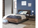 Bett FORTE "Jacky", braun (schlammeichefarben, schwarzeichefarben), B:126,4cm H:87,7cm L:209,3cm, Betten, Bett, mit gepolstertem Kopfteil