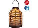 LED Solarleuchte NÄVE "Korbinian", beige (natur), B:21cm H:29cm L:21cm, Leuchten, LED Solarleuchte, Schnurbespannung, Haltegriff, unbeleuchtete Dekokerze, H: 29cm