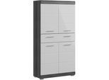 Midischrank WELLTIME "SIENA, Breite 74cm, 4 Türen, 1 Schubkasten, 4 Fächer, MDF-Front", weiß (rauchsilber nb, weiß hochglanz), B:74cm H:141cm T:31cm, FSC-zertifizierter Holzwerkstoff, Schränke, Midischrank, in verschiedenen Farben erhältlich, Badmöbel, Badschrank, Schrank, Bad