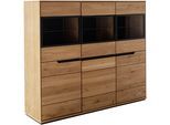 Stauraumvitrine MCA LIVING, braun (eichenfarben), B:152,5cm H:129cm T:40,5cm, Holzwerkstoff, Massivholz, Schränke, Stauraumvitrine