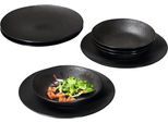 Tafelservice RITZENHOFF & BREKER "Teller Set, Geschirr-Set Kitwe", schwarz, 8 Stk., Steinzeug, Geschirr-Sets, Tafelservice, seidenmatter Schwarzton mit Kupferstich, 8 Teile, für 4 Personen