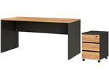 Büromöbel-Set GERMANIA "Lissabon", braun (graphit, navarra, eiche, nachbildung), H:75cm T:79cm, Arbeitsmöbel-Sets, Büromöbel-Set
