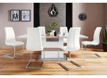 Essgruppe OTTO HOME "Perez/Lola", weiß (weiß hochglanz, weiß), Sitzmöbel-Sets, Essgruppe, mit 4 Stühlen, Tisch ausziehbar, Breite 160-200 cm