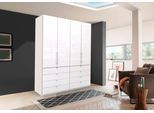 Falttürenschrank WIEMANN "Loft, Kleiderschrank, Schrank, Wäscheschrank, mit Glasfront", weiß (trüffeleichefarben, magnolie glas), B:250cm H:216cm T:58cm, Schränke, Falttürenschrank, inkl. gepämpften Schubkästen und Türen, mit Panoramaöffnung