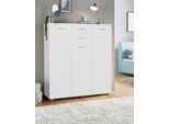 Kombikommode PRIESS, weiß, B:123cm H:135cm T:38cm, Holzwerkstoff, Sideboards, Kombikommode