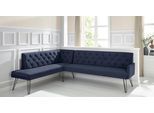 Eckbank EXXPO - SOFA FASHION "Doppio, Chesterfield Optik, komfortabel und bequem, hohe Designfüße", blau (navy), B:197cm H:90cm T:255cm, 100% Polyester, Sitzbänke, Eckbank, Frei im Raum stellbar