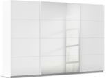 Schwebetürenschrank OTTO HOME "Kleiderschrank Kleiderschränke Schrank Garderobe AGORDO mit Glasfront", weiß (alpinweiß, glas kristallweiß), B:315cm H:210cm T:62cm, Holzwerkstoff, Schränke, Schwebetürenschrank, durchdachte Innenausstattung, in 4 Breiten und 2 Höhen MADE IN GERMANY