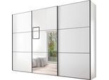Schwebetürenschrank STAUD "Includo, Made in Germany", weiß (dekor weiß), B:249cm H:222cm T:68cm, Holzwerkstoff, Schränke, Schwebetürenschrank, Mit Spiegeltüre und vier verschiedenen Ausstattungsvarianten