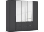Drehtürenschrank OTTO HOME "Kleiderschrank Schrank Garderobe AGORDO mit Dekor- oder Hochglanzfront", grau (graumetallic), B:226cm H:210cm T:54cm, Holzwerkstoff, Schränke, Drehtürenschrank, mit Außenschubkästen, in 7 Breiten und 2 Höhen MADE IN GERMANY