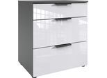 Nachtkommode WIMEX "level36 D by fresh to go", grau (korpus graphit, front lack weiß), B:54cm H:61cm T:41cm, Holzwerkstoff, Sideboards, Nachtkommode, mit soft-close Funktion und Lackfronten, 3 Schubladen