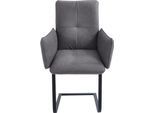 Freischwinger K+W KOMFORT & WOHNEN, grau (anthrazit, schwarz), B:61cm H:95cm T:60cm, Stühle, Freischwinger, Freischwinger, Gestell in Metall schwarz, Steppung im Sitz und Rücken