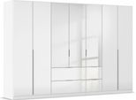 Drehtürenschrank OTTO HOME "Kleiderschrank Kleiderschränke Schrank Garderobe AGORDO mit Glasfront", weiß (alpinweiß, glas kristallweiß), B:315cm H:210cm T:54cm, Holzwerkstoff, Schränke, Drehtürenschrank, mit Außenschubkästen, in 7 Breiten und 2 Höhen MADE IN GERMANY