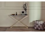 Konsolentisch JAHNKE "XTRA CONSOLE", gold (schwarzglas, gold, goldfarben, schwarzglas), B:100cm H:76cm T:30cm, Tische, Konsolentisch, Konsole/Beistelltisch in Gold-Look, aus Sicherheitsglas gefertigt