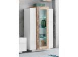 Vitrine HOME AFFAIRE "Coro, Vitrine, Glasvitrine, Vitrinenschrank, Stauraumvitrine", weiß (weiß hochglanz, ahornfarben), B:80cm H:120,5cm T:38cm, FSC-zertifizierter Holzwerkstoff, Glas, Schränke, Vitrine, 3 Türen davon 1 Glastür, 9 Fächer, Doppeltiefe, Höhe 120,5cm