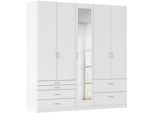 Kleiderschrank RAUCH "Kleiderschrank Schrank Garderobe Wäscheschrank WILDBERG", weiß (alpinweiß), B:226cm H:229cm T:54cm, Holzwerkstoff, Schränke, Kleiderschrank, mit 6 Schubladen, obere Schublade mit Holz-Einteilung MADE IN GERMANY