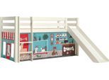 Spielbett VIPACK "Pino, Kiefer massiv, mit Rolllattenrost u. Textil-Set, Made in Europe", weiß, B:218cm H:114cm L:210cm, Betten, Spielbett, verschiedene Textil-Designs und Holzfarben zur Wahl