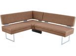 Eckbank K+W KOMFORT & WOHNEN, beige (sand 38), B:158cm H:89cm T:199cm, Sitzbänke, Eckbank, langer Schenkel links oder rechts, mit dekorativen Distanzhalter