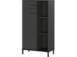 Aktenschrank GERMANIA "GW-Rovigo mit offenem Regal & Schublade", grau (graphit), B:64cm H:120cm T:34cm, Holzwerkstoff, Metall, Schränke, Aktenschrank, spiegelverkehrt montierbar, Höhe 120 cm, Made in Germany