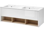 Waschtisch HOME AFFAIRE "Studio Line, Waschtisch inkl. Waschbecken, modernes Design", weiß (weiß eiche), B:120cm T:47cm, Waschtische, Waschtisch, in zwei Farben verfügbar, ausreichend Stauraum