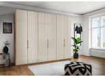 Falttürenschrank WIEMANN "Monaco", braun (bianco, eiche, nachbildung, glas champagner), B:295,2cm H:216cm T:58cm, Floatglas, Holzwerkstoff, Schränke, Falttürenschrank, mit Glasfront sowie hochwertige Beschläge