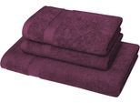 Handtuch Set DYCKHOFF "Planet", lila (beere), 3 Stk., Walkfrottier, Walkfrottier, Obermaterial: 100% Baumwolle, Handtuch-Sets, Handtuch Set, 2 Handtücher (50x100cm), 1 Duschtuch (70x140cm)