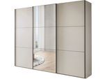 Schwebetürenschrank WIEMANN "Phoenix, Made in Germany, modernes Design, Highlight, Blickfang", beige (champagner, dekor), B:246cm H:217cm T:67cm, Schränke, Schwebetürenschrank, maximaler Staurraum, inkl.Einlegeböden, Wäscheböden u. Dämpfer
