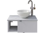 Waschtisch SAPHIR "Serie 6915 Waschschale mit Unterschrank für Gästebad, Gäste WC", weiß (weiß glanz, marmor weiß, weiß glanz), B:61cm H:39,8cm T:35cm, Waschtische, Waschtisch, 61 cm breit, 1 Tür, offenes Fach, kleine Bäder, ohne Armatur