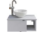 Waschtisch SAPHIR "Serie 6915 Waschschale mit Unterschrank für Gästebad, Gäste WC", weiß (weiß glanz, marmor weiß, weiß glanz), B:61cm H:39,8cm T:35cm, Waschtische, Waschtisch, 61 cm breit, 1 Tür, offenes Fach, kleine Bäder, ohne Armatur