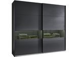 Schwebetürenschrank WIMEX "Easy Plus, Kleiderschrank Made in Germany", schwarz (graphit, rauchglas holmtüren graphit), B:225cm H:236cm T:65cm, Holzwerkstoff, Schränke, Schwebetürenschrank, mit Glaseinsatz/ Rauchglas, viele Breiten zur Auswahl, schwarze Griffe