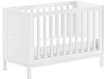 Babybett VIPACK "in gradlinigem Design, standfest gebaut, pflegeleichte Oberfläche", weiß, B:66,2cm H:85,2cm L:125cm, Holzwerkstoff, Massivholz, Babybetten, Babybett, 60x120 cm, 3-fach verstellbarer Lattenrost, Ausf. weiß lackiert