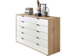 Schubkastenkommode WIEMANN "Cardiff Sideboard, Wäscheschrank, teilmassiv Erle, mit Schubladen", weiß (braun), B:141cm, Sideboards, Schubkastenkommode, Schubkästen inklusive Selbsteinzug und Dämpfung