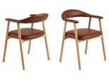 Esszimmerstuhl ACTONA GROUP "Addi, Stuhl, 2er-Set, gepolstert, Moderner Stil, Gestell aus Eiche", braun (, eiche, eiche, cognac), B:56cm H:75,5cm T:54cm, 100% Polyurethane, Stühle, Esszimmerstuhl, Mit Armlehnen, geölte Oberfläche, einfache Selbstmontage, Kunstleder