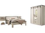 Schlafzimmer-Set HOME AFFAIRE "SHERWOOD", weiß (pinie weiß dekor), B:442cm H:209cm T:213cm, Schlafzimmermöbel-Sets, Schlafzimmer-Set, Liegefläche 140x200cm, Schrank 3-trg. 161cm breit