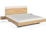 Bettanlage RAUCH "Monza", braun (eiche artisan, champagner), B:255cm H:99cm, Holzwerkstoff, Schlafzimmermöbel-Sets, Bettanlage, in schwebender Optik und hohem Bettkopfteil sowie 2 Nachttische