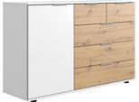 Kombikommode WIMEX "Gibraltar", weiß (weiß, artisan, eiche, nachbildung), B:130cm H:83cm T:41cm, Holzwerkstoff, Sideboards, Kombikommode