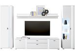 Wohnwand HOME AFFAIRE "LONG ISLAND", weiß, B:330cm H:200cm T:42cm, Holzwerkstoff, Kastenmöbel-Sets, Wohnwand, in moderner Trendfarbe,inklusive senkrechter Beleuchtung,Breite 330 cm
