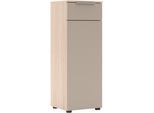 Aktenschrank INNOSTYLE "Büroschrank Santorin, 40/110/38 cm ( B/H/T)", cashmere, riva eiche, B:40cm H:110cm T:38cm, ABS-Kunststoff, Glas, Holzwerkstoff, Metall, Schränke, Aktenschrank, 1 Tür links/rechts verwendbar, Softclose, Klarglas, ABS Schutzkante