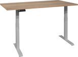 Schreibtisch MÄUSBACHER "Big System Office", silber (silber, eiche sägerau, silber, eiche sägerau), B:140cm, Tische, Schreibtisch, Breite 140 cm, elektrisch höhenverstellbar