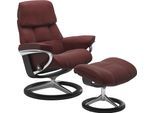Relaxsessel STRESSLESS "Ruby", rot (cherry paloma), B:88cm H:101cm T:78cm, Leder BATICK: durchgefärbtes und genarbtes Möbelleder;Leder PALOMA: durchgefärbtes Semianilin-Möbelleder, Sessel, Relaxsessel, mit Signature Base, Größe L, Gestell Eiche, Wenge, Braun & Schwarz