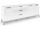 Kombikommode RAUCH "Kommode Türkommode Sideboard Kombikommode FLIPP mit Glasfront", weiß (alpinweiß, glas kristallweiß), B:200cm H:72cm T:42cm, Holzwerkstoff, Sideboards, Kombikommode, 3-türig mit 3 Schubladen und Soft-Close-Funktion sowie Glasfront