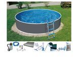 Rundpool KONIFERA "VEGAS 2", grau, H:90cm Ø:360cm, Schwimmbecken, Rundpool, moderne Optik, inkl. umfangreichem Zubehör, verschiedene Größen