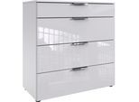 Schubkastenkommode WIMEX "Level36 C by fresh to go", weiß (weiß, glas weiß), B:81cm H:84cm T:41cm, Holzwerkstoff, Sideboards, Schubkastenkommode, mit soft-close Funktion
