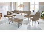 Eckbank EXXPO - SOFA FASHION "Doppio, Chesterfield Optik, komfortabel und bequem, hohe Designfüße", braun (cappuccino), B:158cm H:90cm T:236cm, 100% Polyester, Sitzbänke, Eckbank, Frei im Raum stellbar