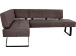 Eckbank K+W KOMFORT & WOHNEN "Spider II", braun (schwarzbraun 79, schwarz), B:165cm H:88cm T:227cm, Sitzbänke, Eckbank, Sitzsteppung, bequem durch Sandwichbauweise, 2 Stellmaße