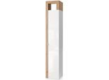 Hochschrank WELLTIME "Hamburg Höhe 195 cm, Breite 35 cm, Badezimmerschrank mit 1 Tür", braun (weiß, eiche cadiz nb), B:35cm H:195cm T:35cm, Holzwerkstoff, Schränke, Hochschrank, dekorativer Rahmen, offenes Fach, Metallgriff, 5 Einlegeböden