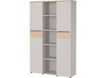Aktenschrank GERMANIA "GW-Oviedo", grau (kaschmir, lindberg, eiche, nachbildung), B:120cm H:197cm T:40cm, Holzwerkstoff, Metall, Schränke, Aktenschrank, mit verstellbaren Einlegeböden